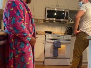 Casually stroking in front of the maintenance guy